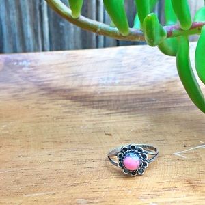 Sterling Silver and Pink Stone Ring